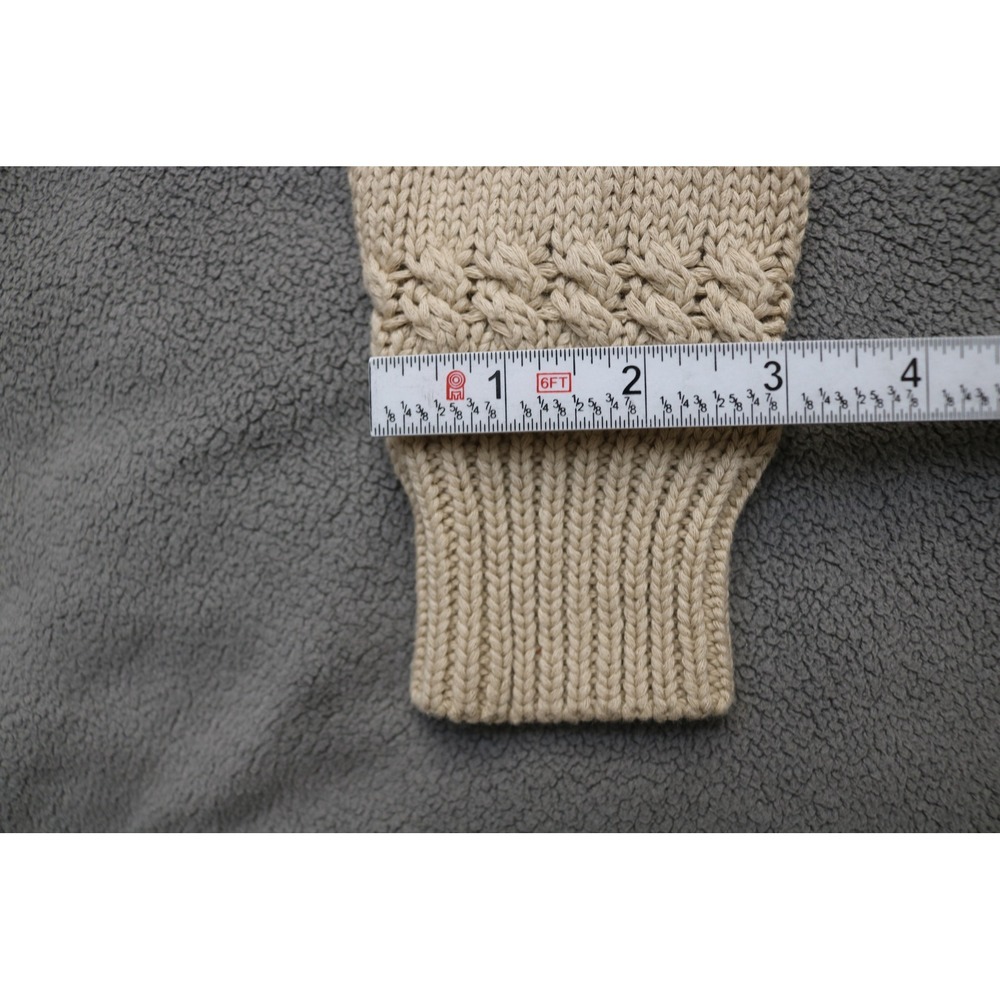 CYRUS Cable Knit Cardigan Sweater Women XS Beige Gold Button Preppy VNeck Top - Picture 10 of 12